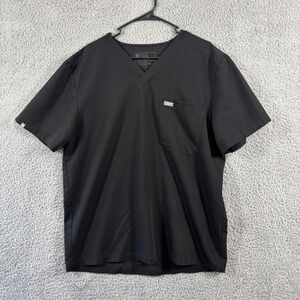 Figs Mens Leon Technical Collection V-Neck Scrub Top Black XL FM1500
